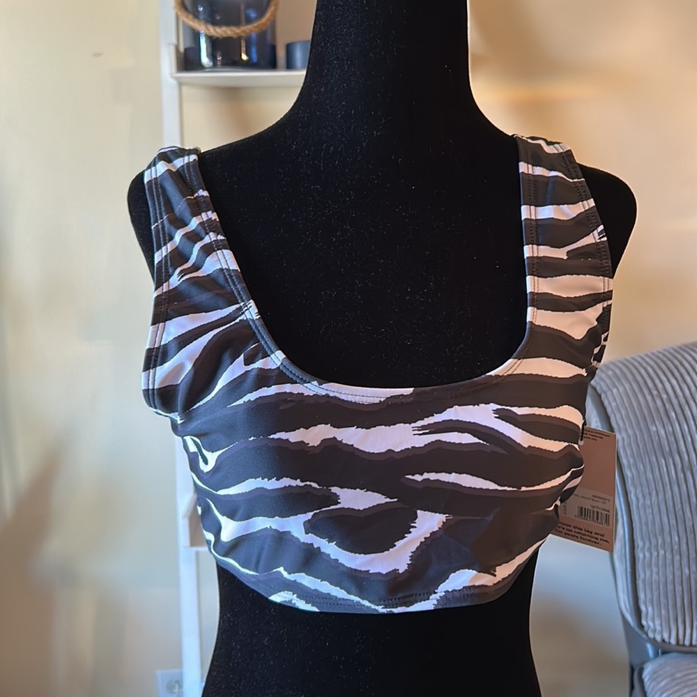 MISSGUIDED scoop neck bikini top in zebra print size 10 - Picture 5 of 8